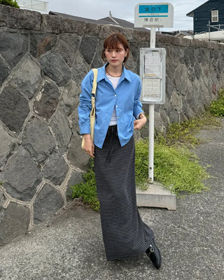 Striped strap long skirt