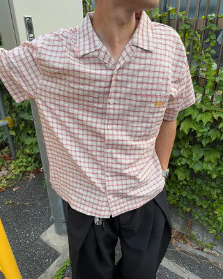 Checked embroidered short-sleeved shirt