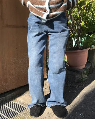 Straight denim pants