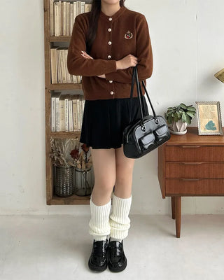 Corduroy pleated mini skirt