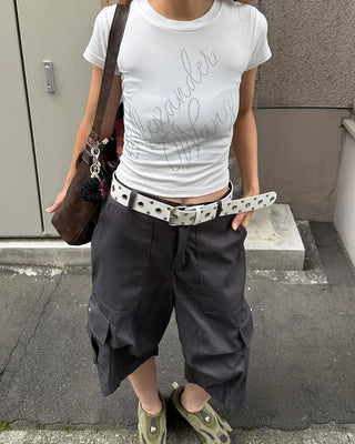 Tucked cargo Bermuda cotton pants