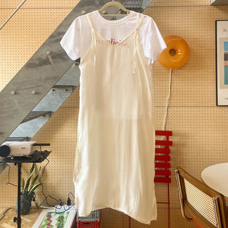 Simple lettering short-sleeved T-shirt