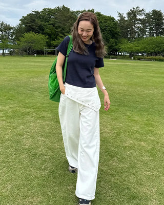 Eyelet Wrap Set Cotton Pants