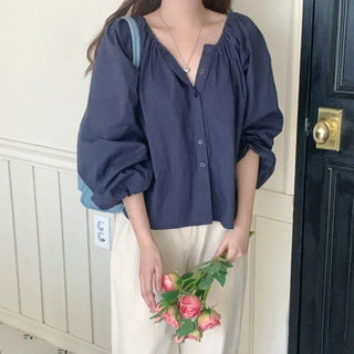 Shirred blouse top