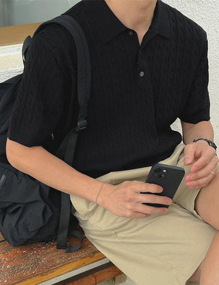 Frank Cable Collared Short Sleeve Knit (High Q, M~L)