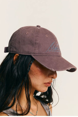 [Monterest] Washed Distressed Logo Embroidered Cap