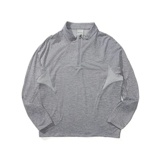 [Monterest] 3A Antibacterial Grid Fleece Half-Zip Tee
