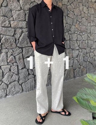 1 + 1 Cooling Summer Poly Linen Shirt (Cool fabric)