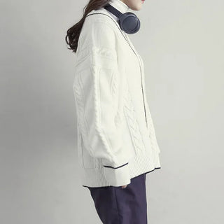 Cable knit unisex cardigan