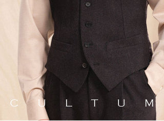[CULTUM] Herringbone Wool Blend Suit Vest