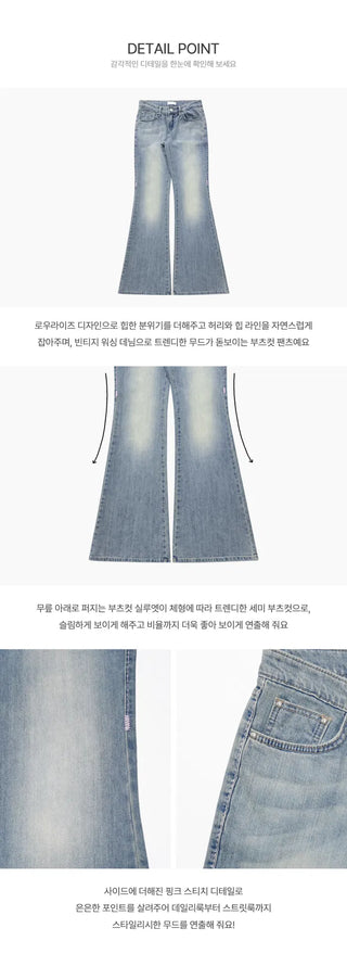 Pink Stitch Low-Rise Flared Pants