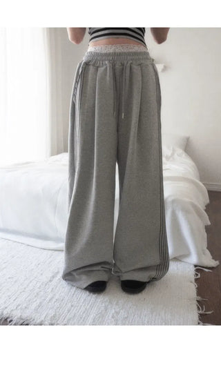 Chain Pintuck Track Wide Pants - 3 Colors