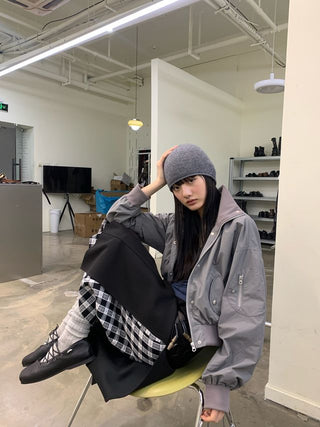 NEVERSEEZ Checkered Patchwork Skirt