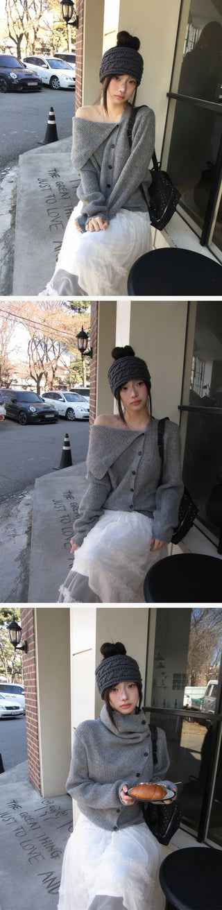 Mayo High Neck Uneven Turtleneck Two-Way Ribbed Knitwear - 3 Colors
