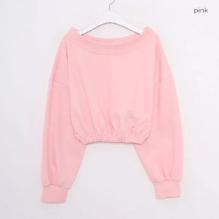 Off-shoulder cropped sweatshirt
