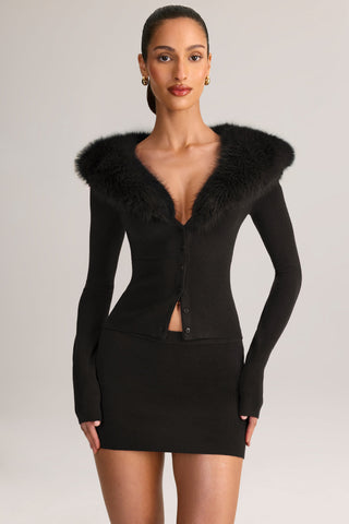 Knit Mid-Rise Mini Skirt in Black