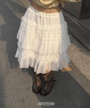 Anime Midi Frill Lace Skirt - 3 colors