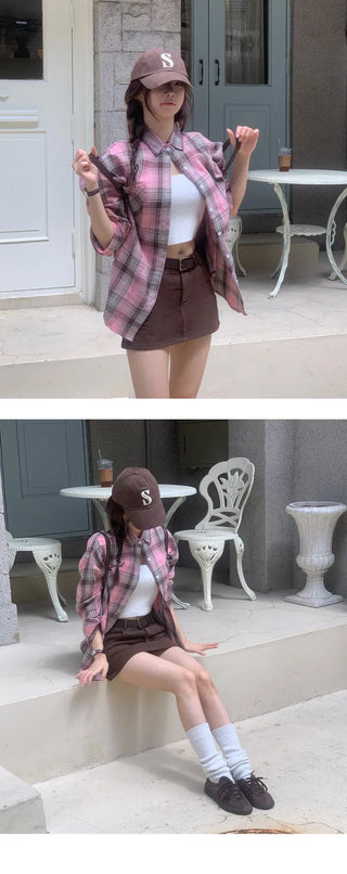 Strawberry Check Pink Shirt - 1 color