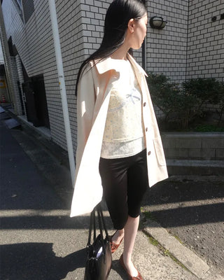 Square pocket single half trench coat