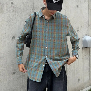 Unisex checkered long-sleeved shirt