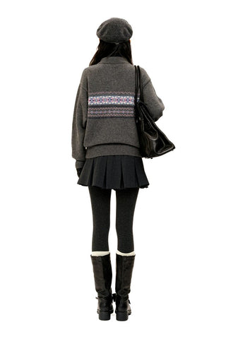 [Moromoro2] Pearl Snowflake Fair Isle Knit  Sweater