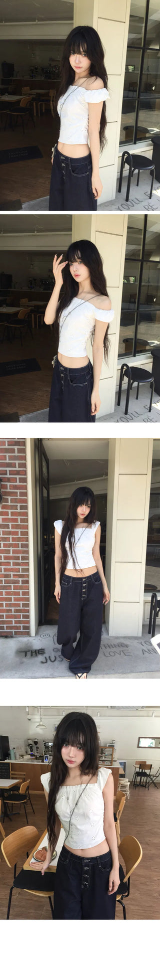 Punching Off Shirring Blouse - 2 colors