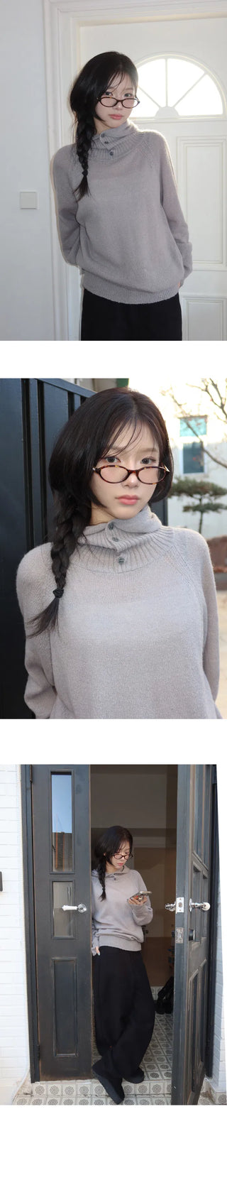 Balaclava Warmer High Neck Mohair Knitwear - 3 Colors