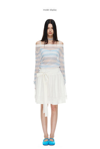 [NECY] Mimora Bow Tie Lace Midi Skirt