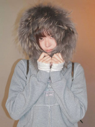 [Moromoro2] Fur Collar Hoodie & Flare Sweatpants  Set