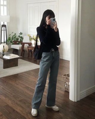 Semi-bootcut denim pants