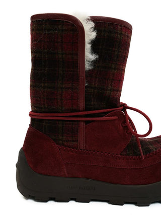 [Moromoro2] Plaid Fur-Lined Platform Snow  Boots