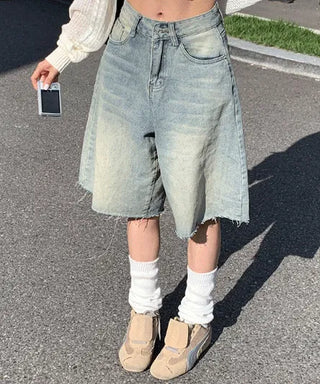 Bermuda Faded Denim Cut Pants - 2 Colors