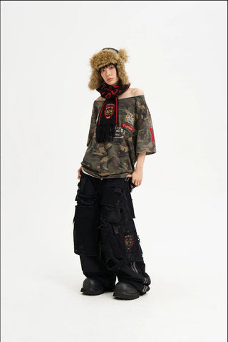 [MASONPRINCE] Camouflage Racing Knit Top