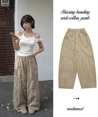 Toro shirring banding unique wide pants - 3 colors