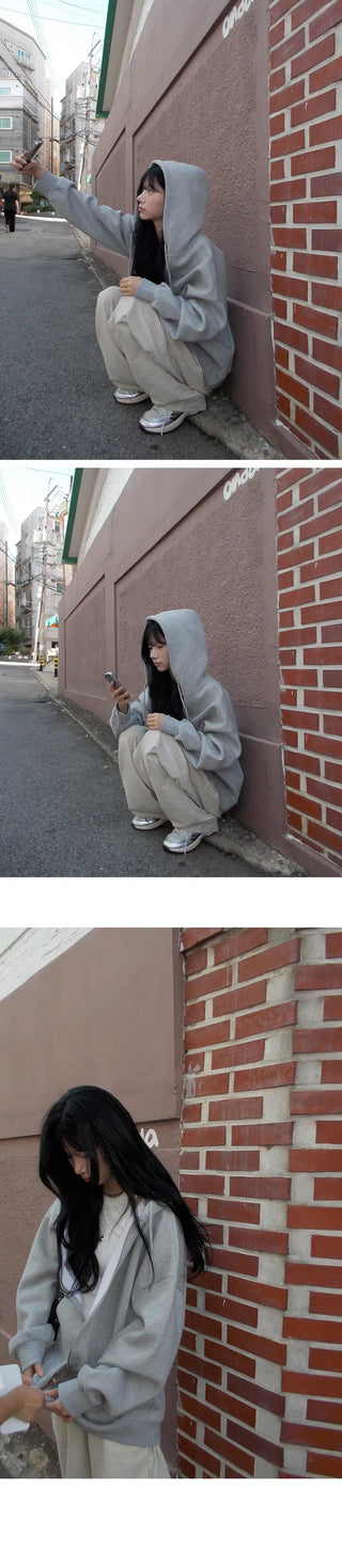 Double-layer heavy two-way hooded zip-up/t-shirt - 9 colors