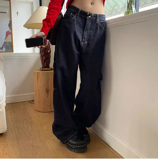 Patch wide Raw denim wide pants
