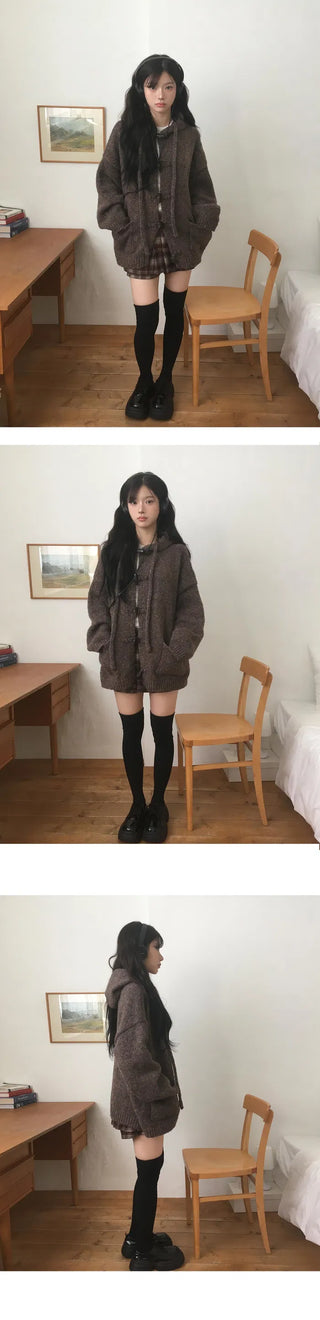 Tteokbokki Hooded Over Cardigan - 3 colors