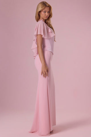 Premium Chiffon Cape in Blush Pink