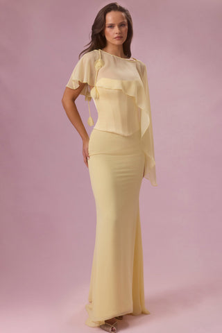 Premium Chiffon Cape in Butter Yellow