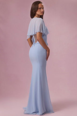 Premium Chiffon Cape in Powder Blue