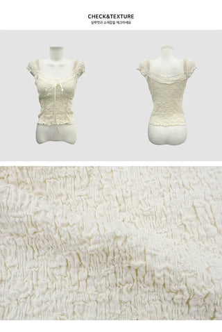 Luca Lace Ribbon Short Sleeve Blouse T-Shirt - 2 Colors