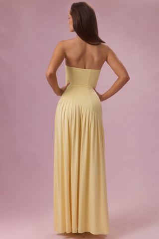 Premium Jersey Strapless Gown in Butter Yellow