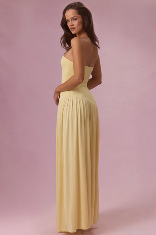 Premium Jersey Strapless Gown in Butter Yellow