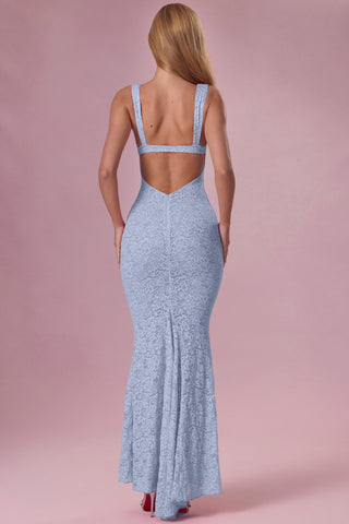 Premium Lace Sweetheart-Neck Gown in Powder Blue