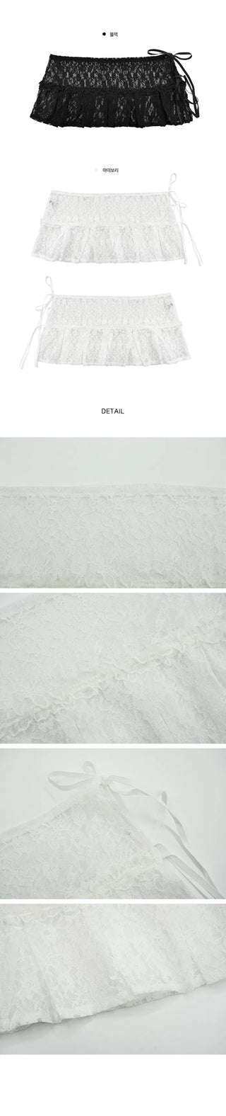 Finga Lace Pleated Wrap Layered Sk