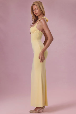 Premium Jersey Corset Bridesmaid Dress in Butter Yellow