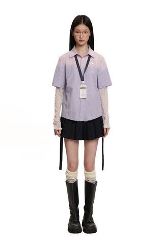 [moromoro2] Lace Trim Fitted Top