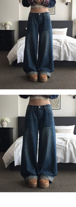 Roll-up wide Faded pants - 3 colors