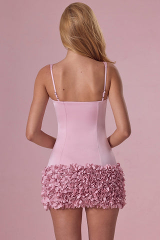 Premium Satin Mini Dress in Blush Pink