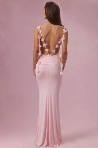 Premium Jersey Draped Gown in Baby Pink